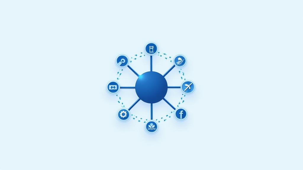 Illustration d'un tableau de bord ou d'un hub central de connexions, montrant le logo de Voyage Hermès au centre et des lignes le reliant à des icônes d'applications populaires comme Google Calendar, Outlook, Apple Maps, ou des services de réservation en ligne.