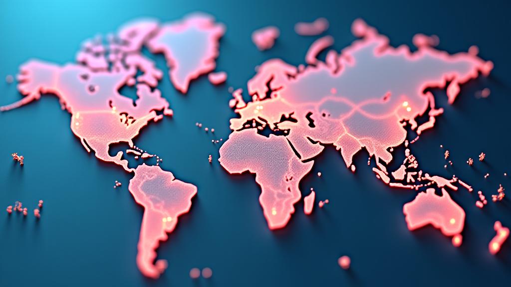 Représentation stylisée d'une carte du monde avec des points lumineux connectés par des lignes, désignant des villes où la communauté Voyage Hermès est active. Des icônes de personnes et de conversations flottent autour, symbolisant les événements locaux et les échanges.