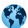 Icône d'un globe terrestre avec un marqueur de localisation et un système de réservation sécurisé.